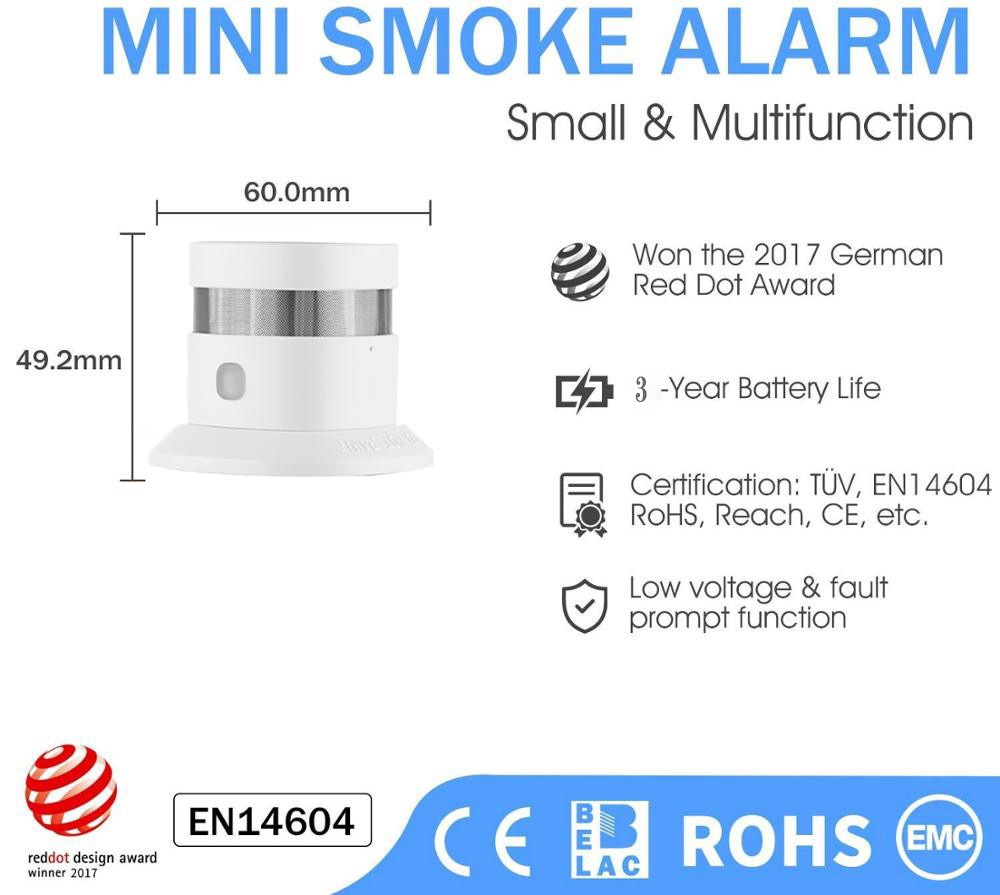 2022 Heyman Zigbee Smoke Detector Smart Home System 2.4GHz High Sensitivity Prevent Safety Smoke Sensors