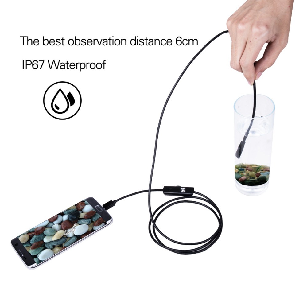 7mm Endoscope Camera Waterproof Mini 1M Soft USB LED Micro Endoscope for Car 6 LEDs Adjustable Sewer Camera Android/PC