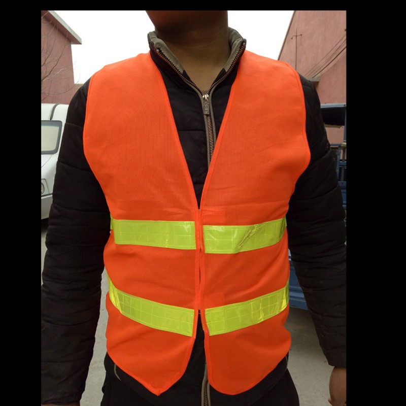 Reflective Fluorescent Vest Yellow Orange Safety Outdoor Running Safety Ventilation High Visibility