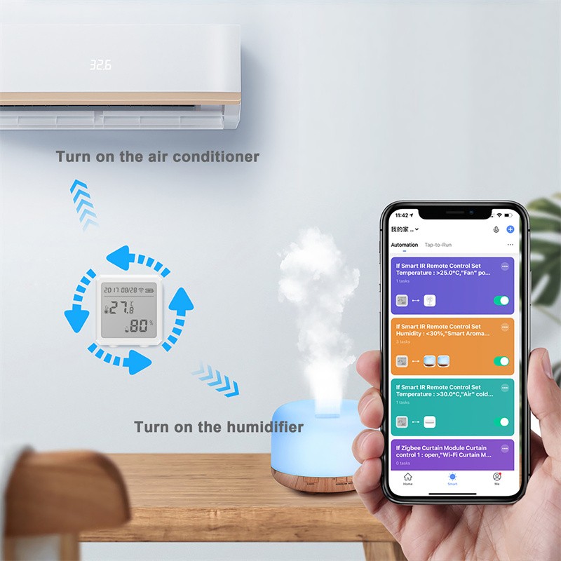 Tuya Zigbee Temperature Humidity Sensor Indoor Thermometer Smart Lifetime Detector Support Alexa Google Home