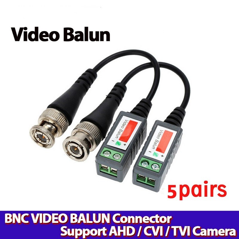 10pcs/lot Coax CAT5 CCTV Camera Passive BNC Video Balun to UTP Transceiver Connector 2000ft Distance Twisted Cable