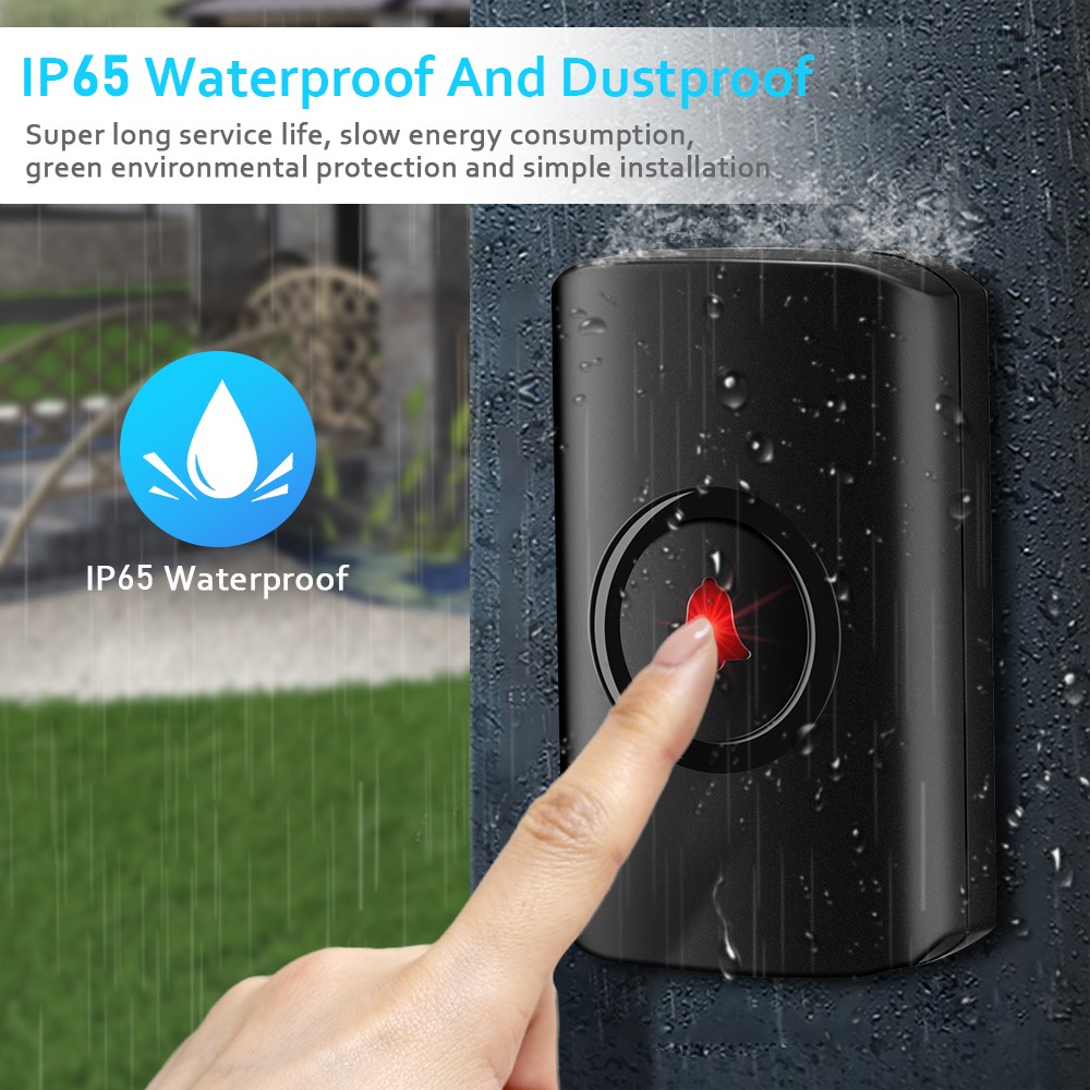 Wireless IP65 Waterproof Doorbell WSDCAM Smart Home Doorbell Chime Kit LED Flash Outdoor House Welcome Security Alarm Bell