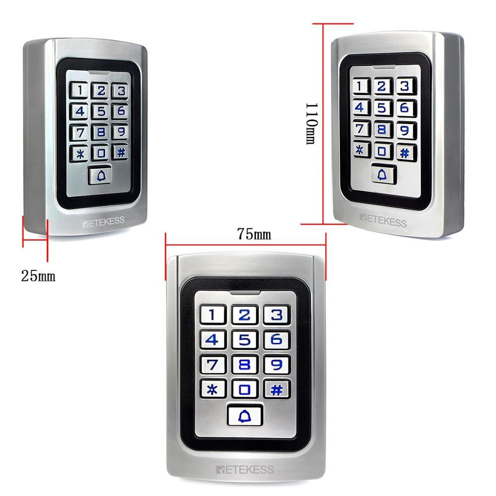 RETEKESS T-AC04 Keypad Door Access Control System IP68 Waterproof Metal Case Silicone Security Entry Door Reader RFID 125Khz EM