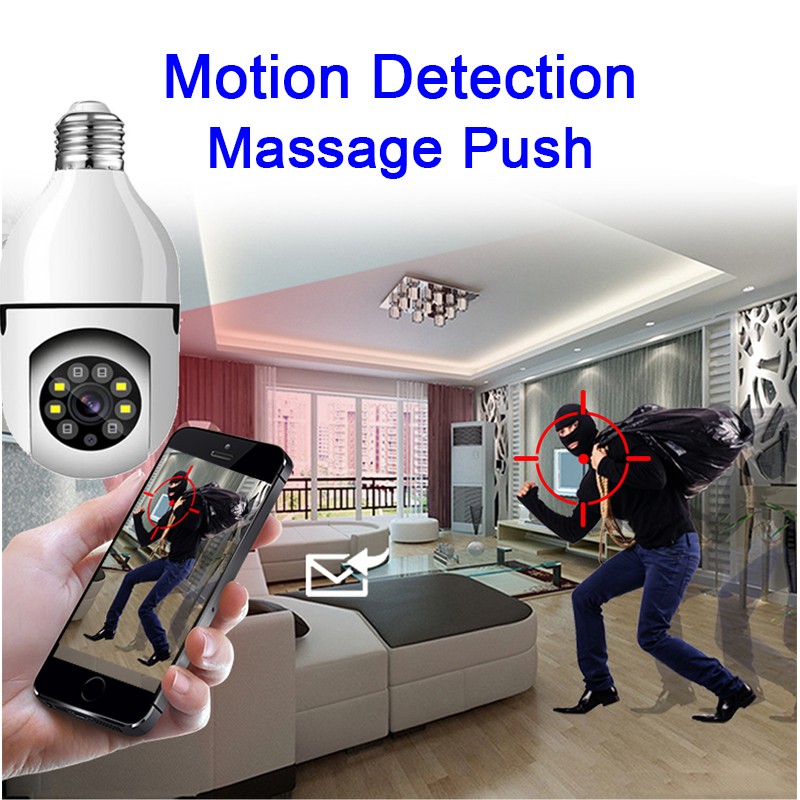 1080P Wireless 360 Rotate Auto Tracking Panoramic Camera Light Bulb WiFi PTZ IP Camera Remote Security E27 Cam