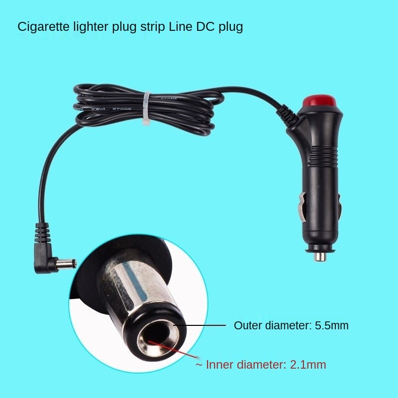 Car DC 12V 24V DC2.1 3.5mm Plug Cigarette Lighter Power Adapter with Switch 1/3M Cable for E Dog Radar GPS