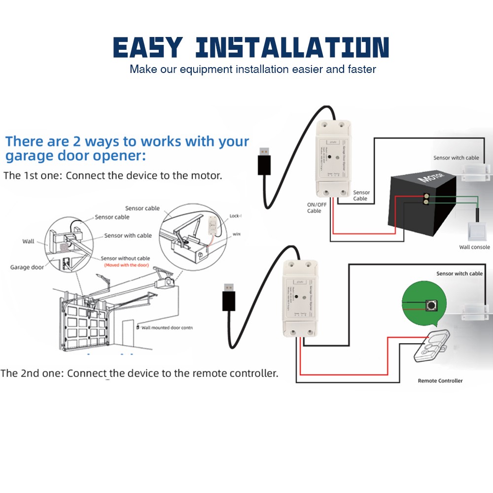 Tuya Wifi Smart Garage Door Opener RF 433mhz Remote Control Switch Open/Close No Hub Require for Google Home Alexa New