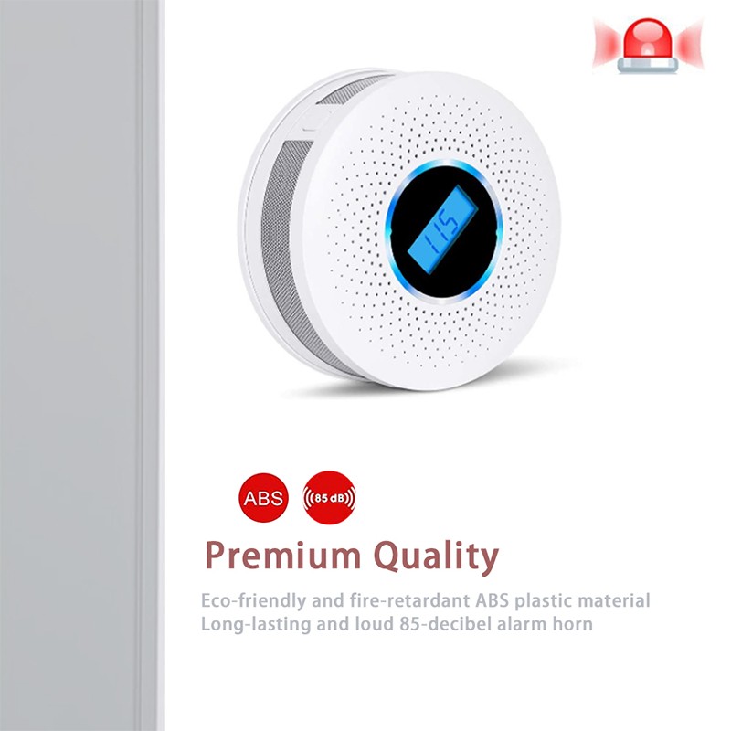 Professional fire protection combination smoke alarm CO carbon carbon monoxide detector sound and light dual sensor for home apartment