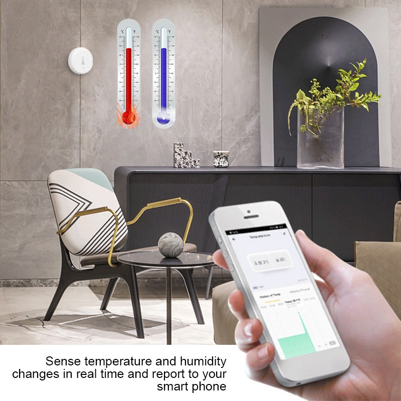 Tuya Smart Home Temperature Humidity Sensor Zigbee Indoor Real-time Monitor Thermometer Detector Smart Life Control For Alexa