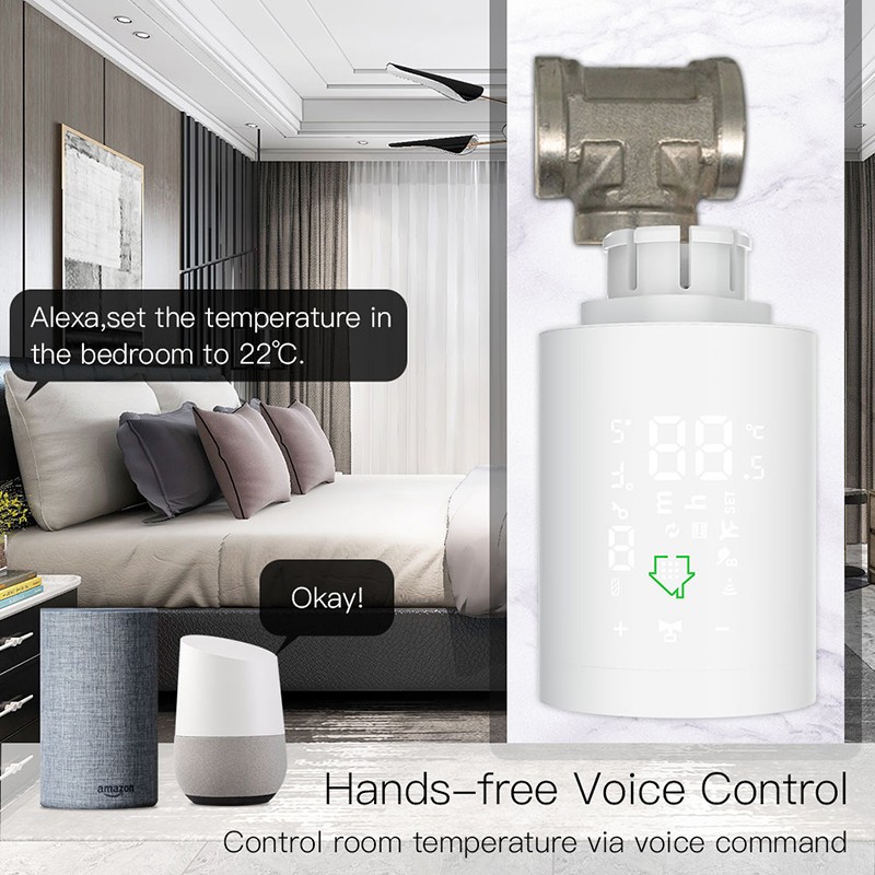 Tuya Smart Zigbee Coolant Actuator Programmable Thermal Radiator Valve Temperature Controller Support Alexa