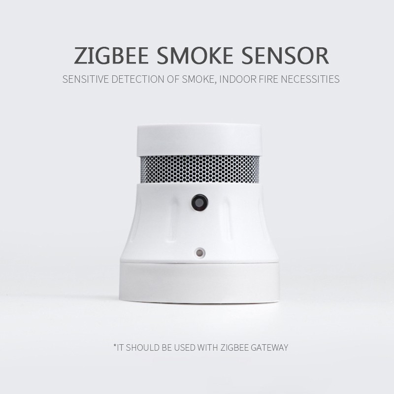 zigbee fire alarm smoke detector sensor audible alert visual notification 2.4ghz wifi work with tuya smart life app by phone