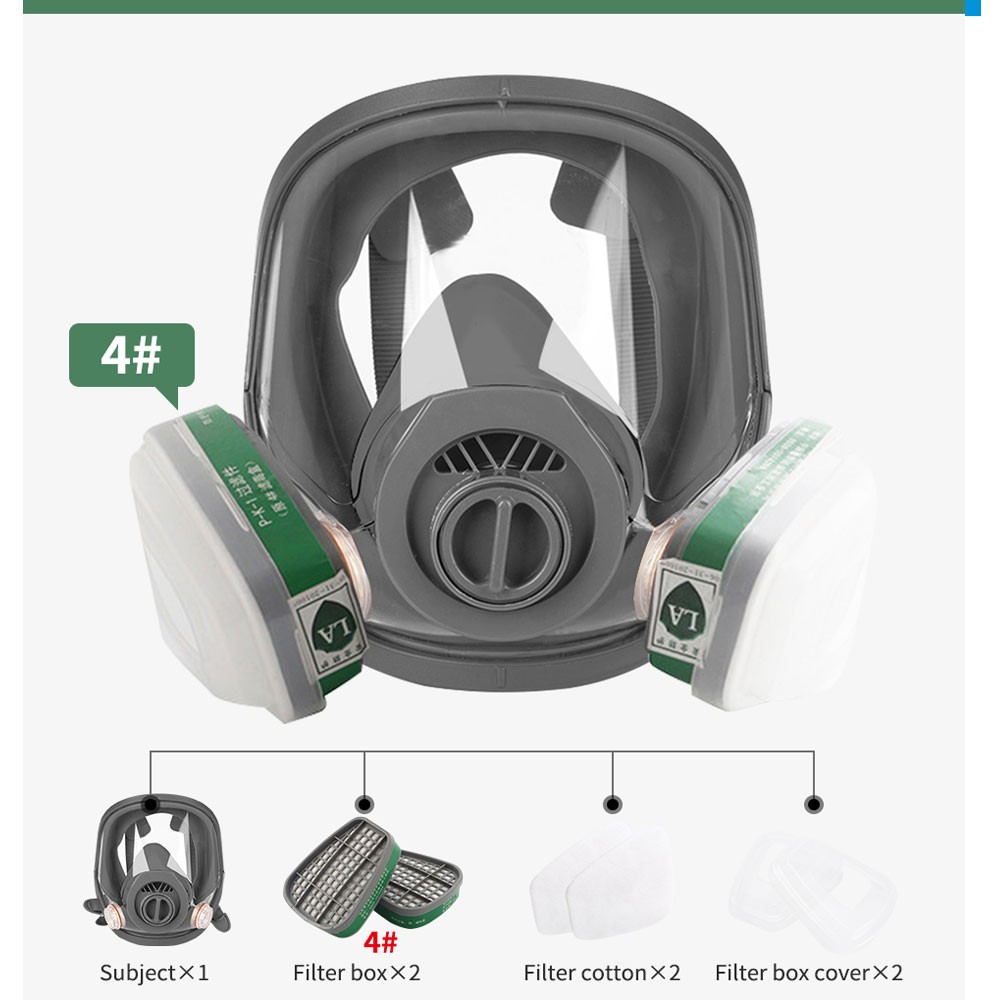 حمض/عضوي 7 في 1 قناع واقي من الغاز K6800 قناع الوجه الكامل تنفس الطلاء الكيميائية المبيدات مختبر الغبار مطابقة مع مرشحات
