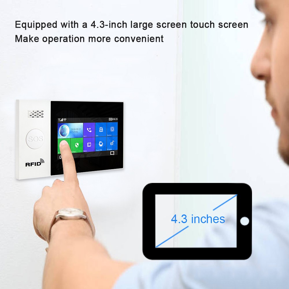 2022 Tuya WiFi GSM Home Security Protection Smart Alarm System Touch Screen Burglar Kit Mobile APP Remote Control RFID Arm and