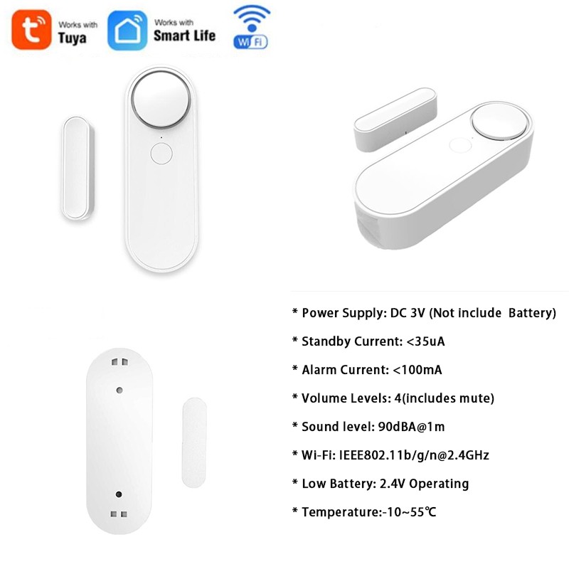 Tuya WiFi Door Sensor Siren Loud 110 dB Sounder Wireless Window Call Switch Sensor for Home Security Intrusion Burglar Alarm