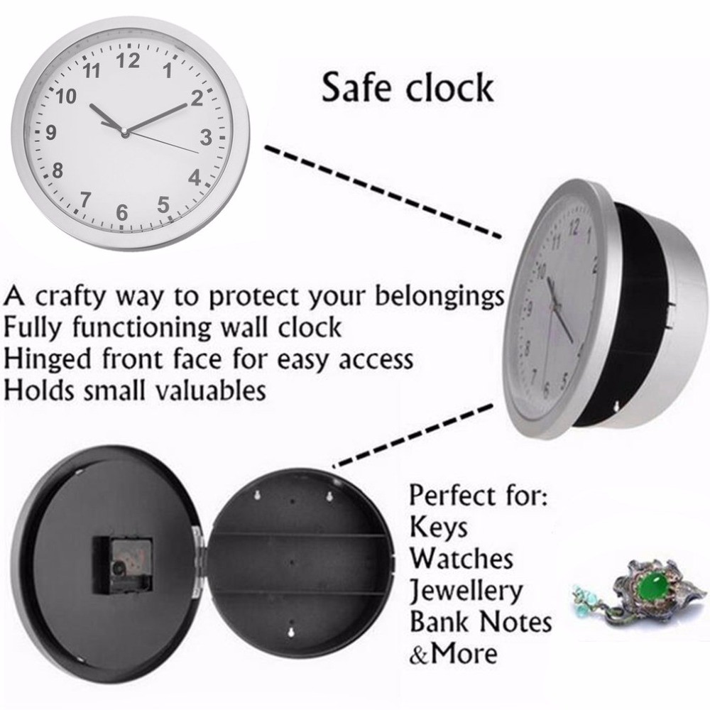 2022 Hidden Safe Large Wall Clock Safety Box Secret Safe Box Money Jewelry Stuff Storage Home Office Cash Safes Wholesale