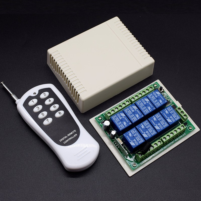 433MHz DC 24V 8 Channel Relay Module Wireless RF Remote Control Switch Transmitter + Receiver