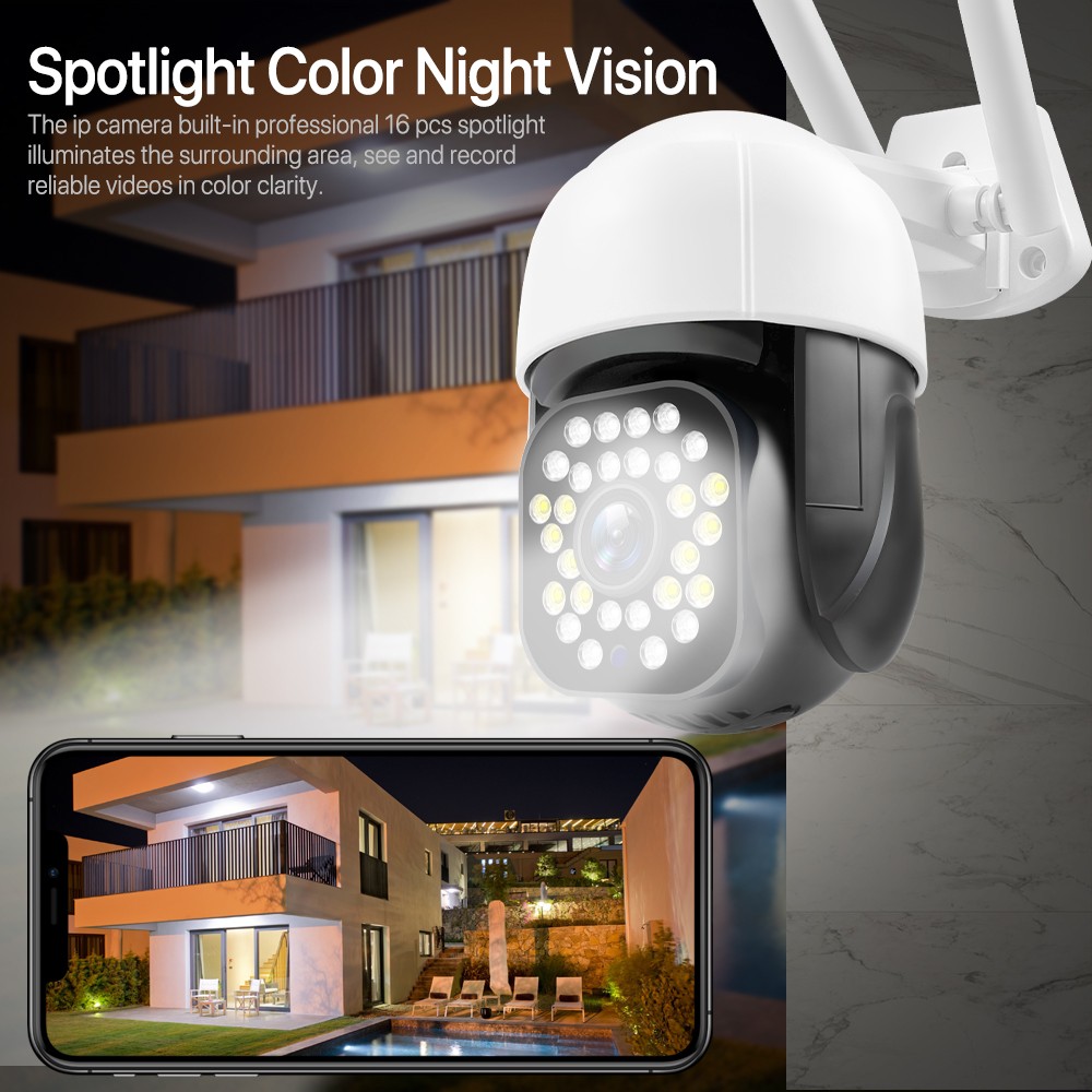 2022 5MP Wifi IP Camera Outdoor 1080P HD Wireless PTZ Camera Speed Dome CCTV Security Camera AI Auto Tracking Video