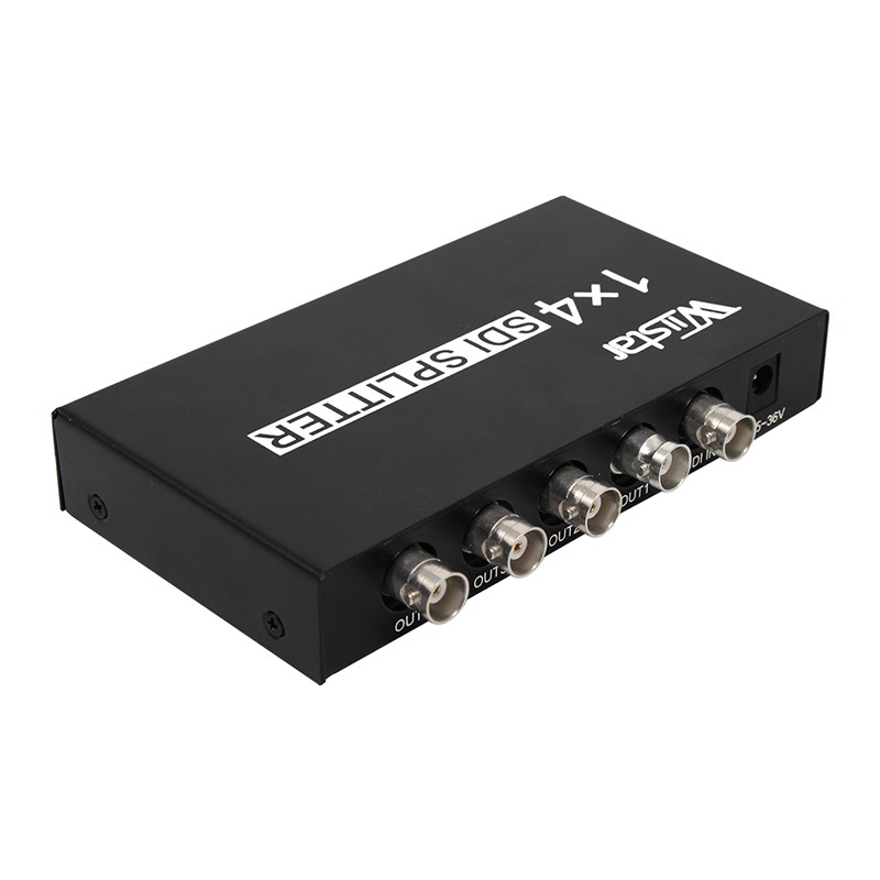 Wiistar SDI Splitter 1 in 4 out SDI Extender Converter 1x4 Support 3G/SD/HD-SDI 1080P for Video Monitor