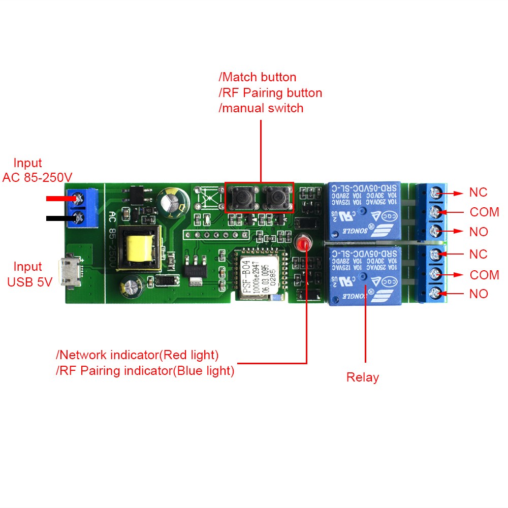 Ewelink APP WiFi 10A Relay Module Self Locking Interlock Remote Key Access Control Work With Google Home Alexa