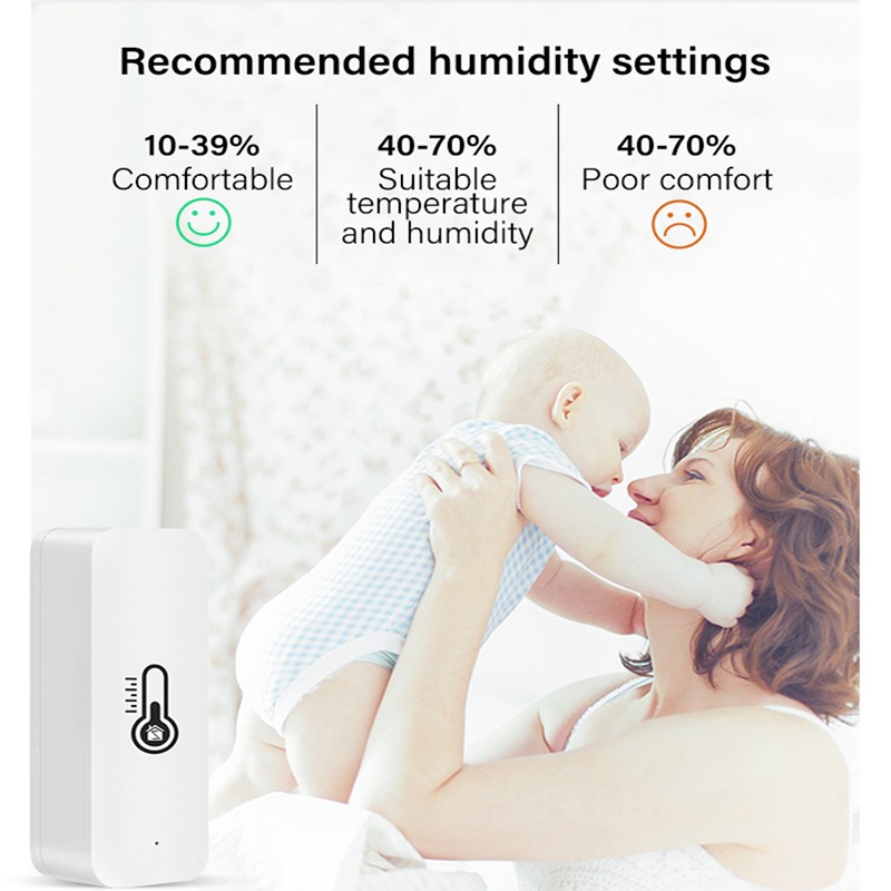 Aubess Smart Zigbee Temperature Humidity Sensor Indoor Thermometer Humidity Home Alarm System for Tuya Smart Life Alexa