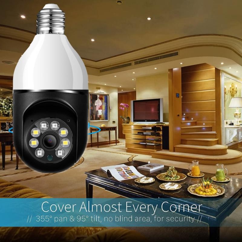 2.4G WiFi E27 Bulb Security Camera Night Vision Full Color Automatic Human Tracking 4X Digital Zoom Video Security Screen