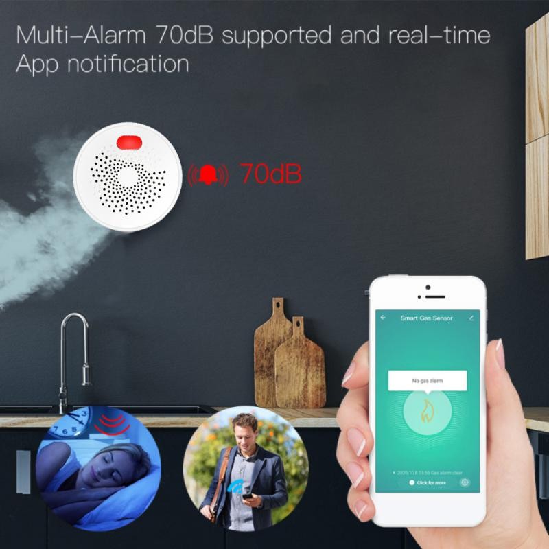 WIFI/ZigBee Tuya Smart Gas Detector Sensor 70DB Smart LPG Gas Detector Leak Sensor Home Security Alarm Smart Life