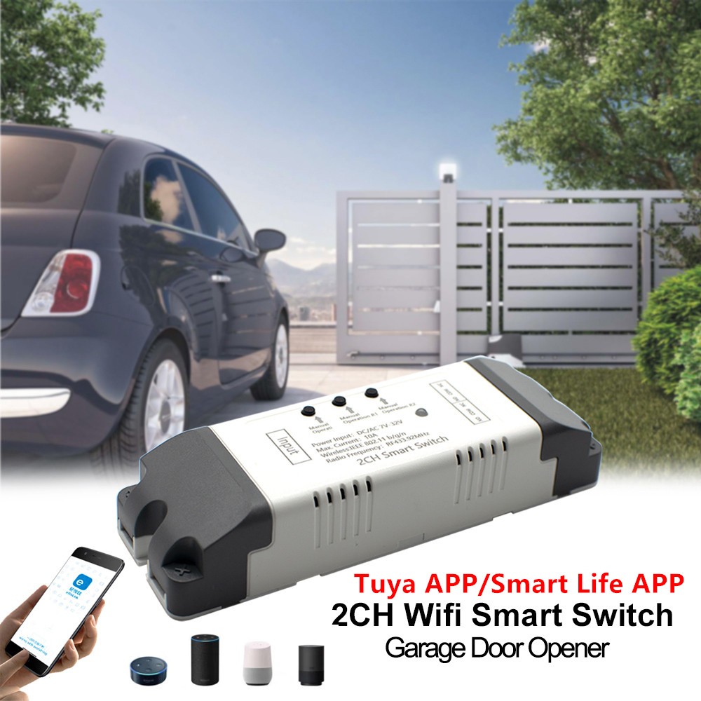Car Garage Door WiFi Key Garage Door Controller With Alexa Google Home App Control Switch and IFTTT Smart Life / Tuya