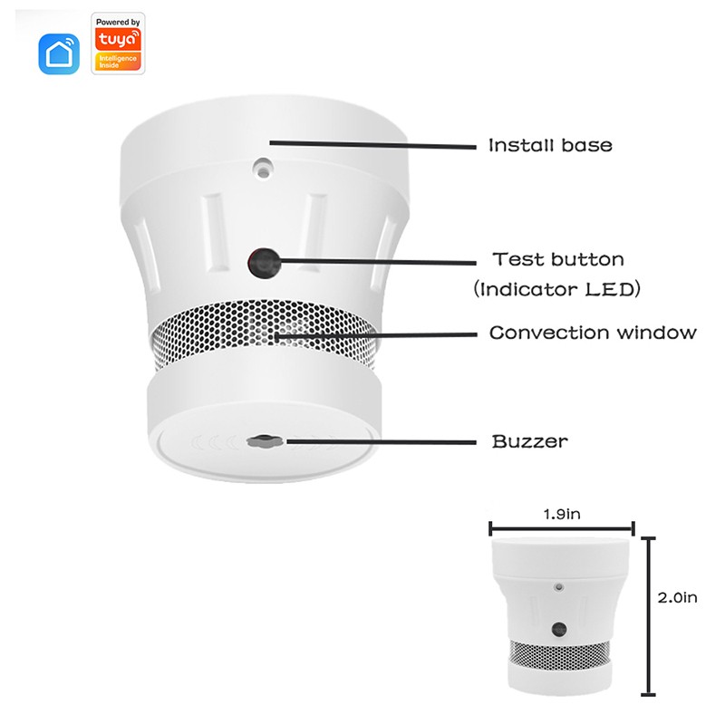 Tuya wifi/zigbee smoke alarm standalone smoke detector sensor fire protection smart home protection system firefighters fire