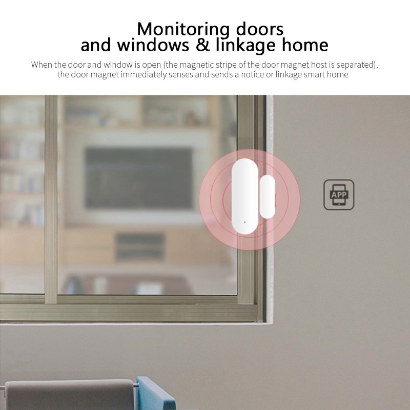 Tuya Smart WiFi/Zigbee Door Sensor Open/Closed Door Detector WiFi Home Alarm Compatible with Alexa Google Home Smart Life App