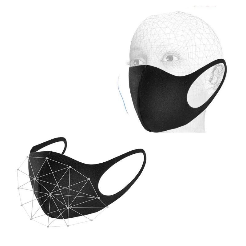 3D Foam Face Mask for Adults, Washable, Dust Proof, Reusable, Black