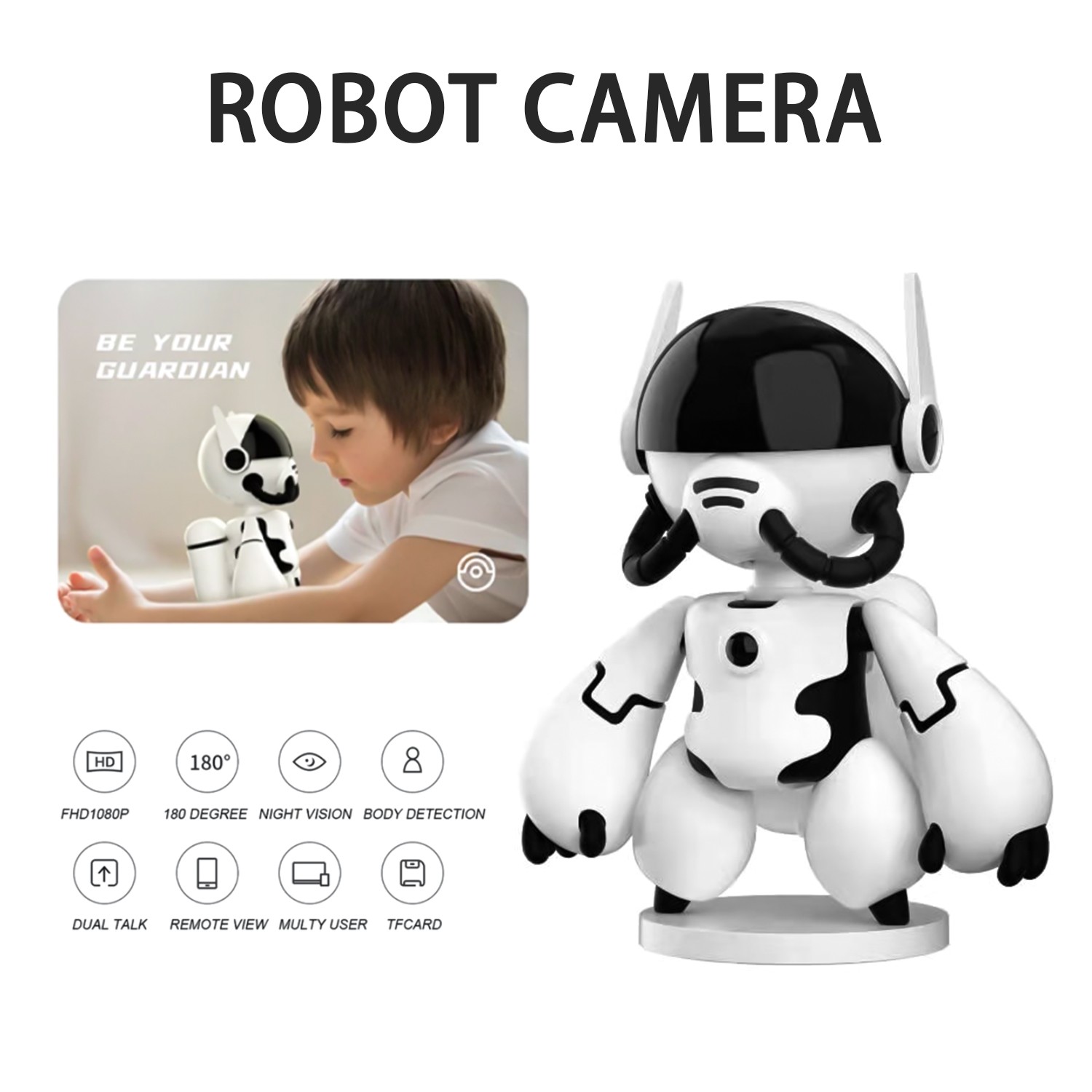 Wireless intelligent 1080P HD Childern's robot Camera with Wifi home security camera Wide Angle App Remote Cam