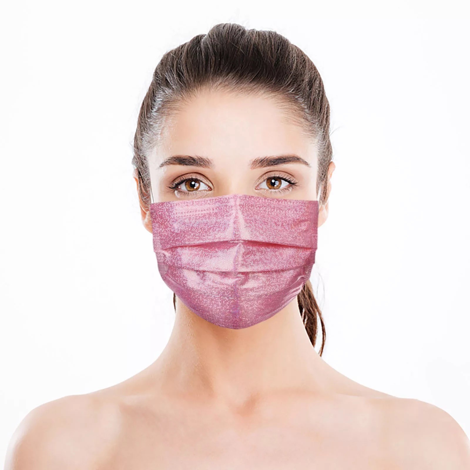 10-100pcs Bronzing Disposable Face Mask 3ply Reflective Non-woven Protective Masks Unisex Mouth Mask Mascarillas Masque Mascaras