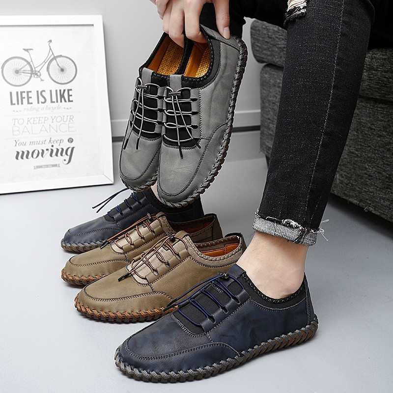 2022 Classic Casual Shoes For Men Peas Walking Shoes Loafers Breathable Comfortable Mens Moccasins Shoes Big Size 37-48