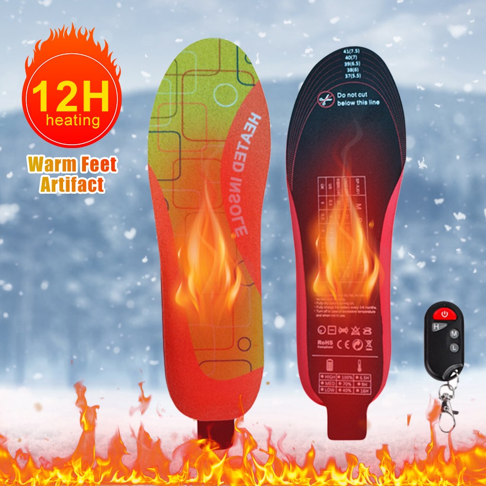 USB Heated Shoe Insoles Feet Warm Sock Heating Pad Electric Thermal Insoles Winter Insole Unisex Wireless Temperature Adjustment