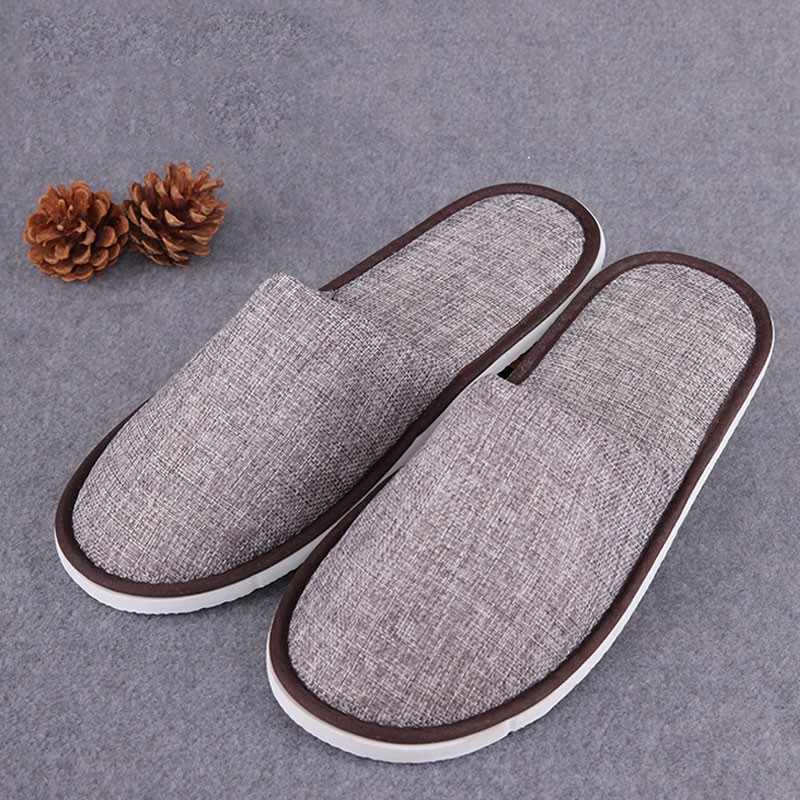 2021 New Simple Unisex Cotton and Linen Slippers Hotel Travel Spa Portable Men Slippers Disposable Home Indoor Guest Slippers