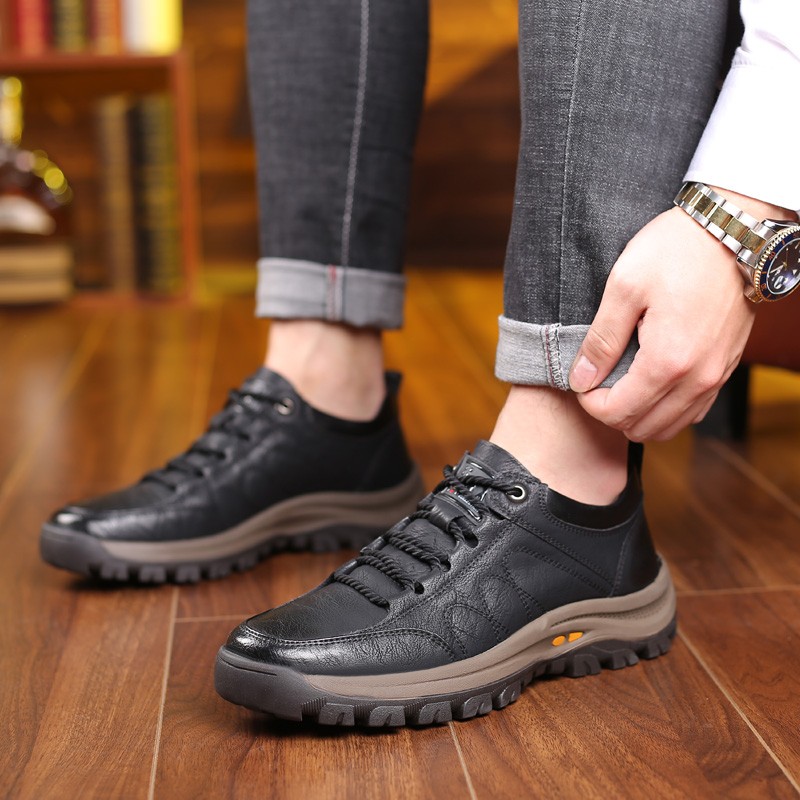 Men's shoes spring autumn and winter new hiking shoes casual sneakers leather shoes men's cotton shoes single shoes39-44