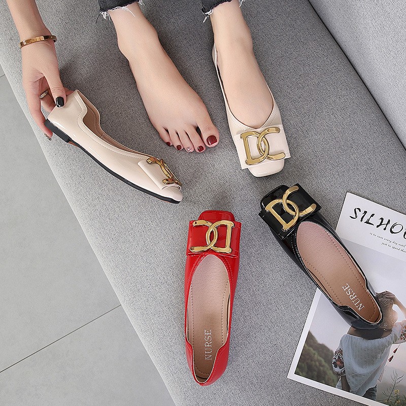 2021 ballerina shoes women spring fashion ballet flats shoes square toe patent leather shoes loafers women girls