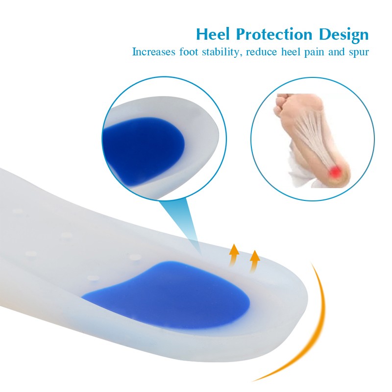 Soumit Medical Silicone Gel Insole Plantar Fasciitis Heel Spur Massage Insoles for Men Women Pain Relief Foot Care Parent Gift