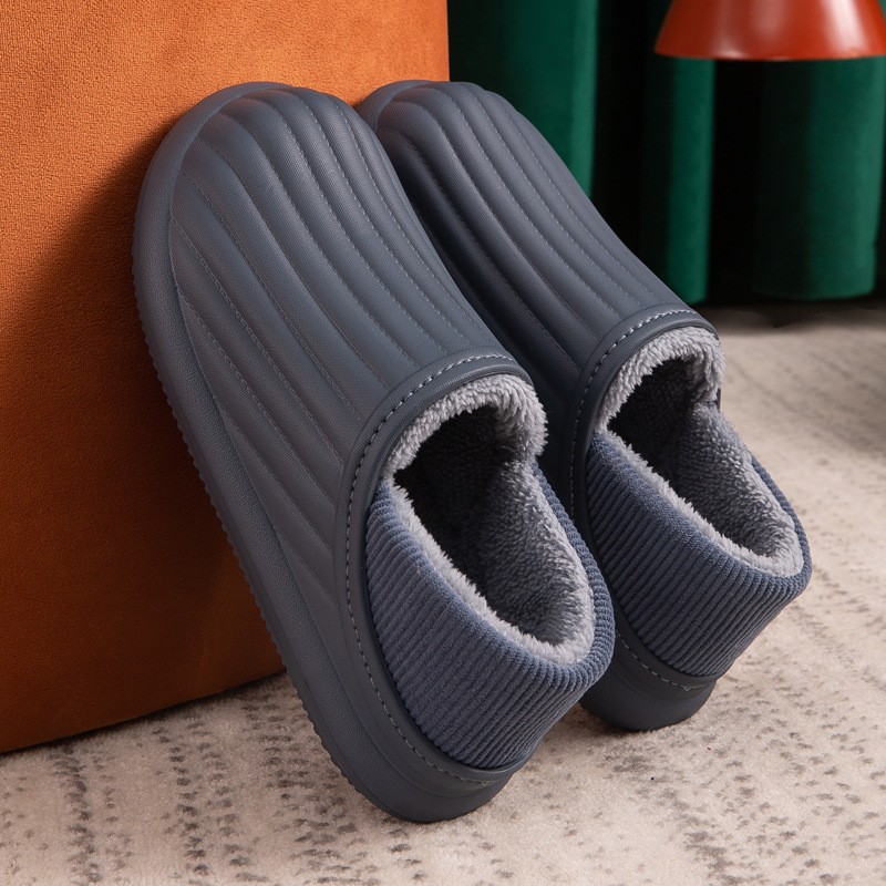 Hot Waterproof Non-slip Home Slippers Men Winter Warm Women Indoor Non-slip Ladies Soft Slippers Memory Foam Couples Shoes