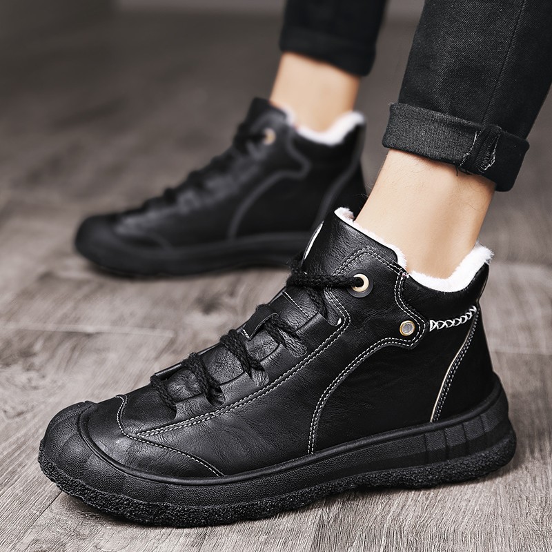 Milgc you Men Winter Boots Men Snow Boots Waterproof Boot Man Keep Warm Black Leather Sneakers Male Luxury Ankle Botas 2021