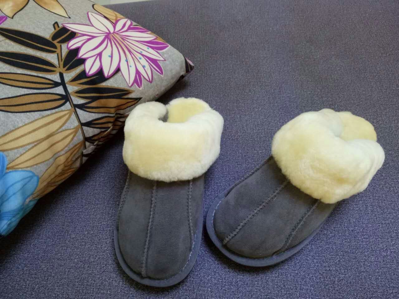 Australian natural sheep fur in one male and female thick warm home anti-slip anti-odor unisex winter sandals real fur