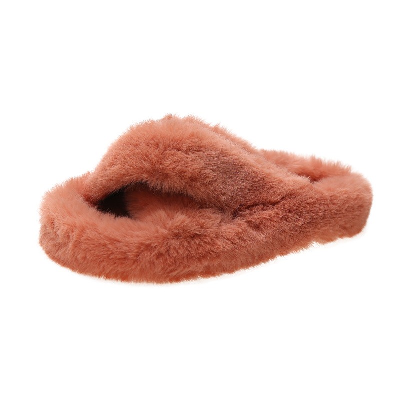 Furry Slippers Fur Slides For Women Faux Fur Sliders Out Keep Warm Shoes Woman Strap Shoes Female Casual Flat Home Shoes