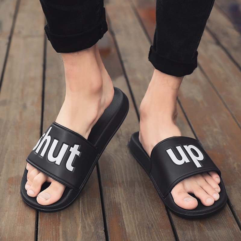 Men's slides summer breathable non-slip soft home sandals couple open-toed fashion outdoor non-slip sandals beach slippers