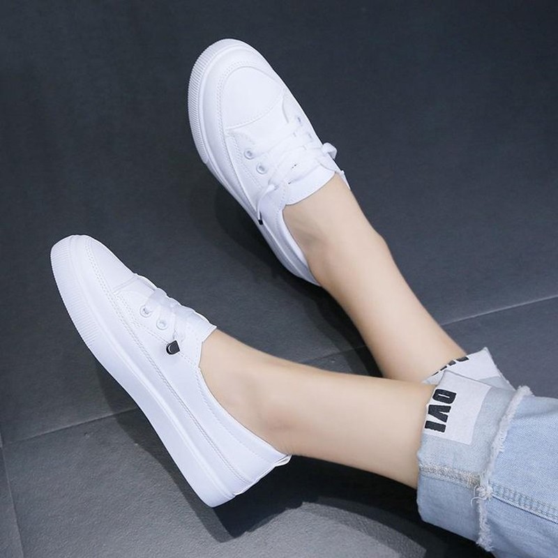 2021 Low Platform Sneakers Women Shoes Female PU Leather Walking Sneakers Loafers White Flat Slip On Vulcanize Casual Shoes