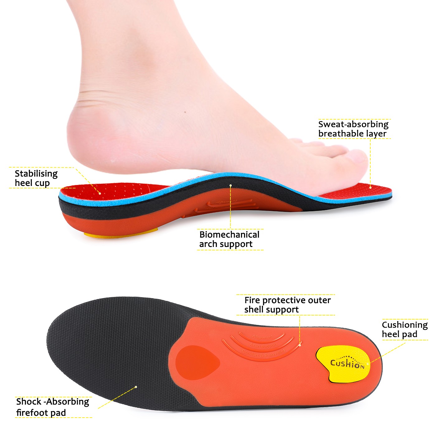 Plantar Fasciitis Orthotic Sports Insole For Men And Women Athletic Shoes Flat Feet High Arch Support Orthotic Insoles Plantillas Sole Insert