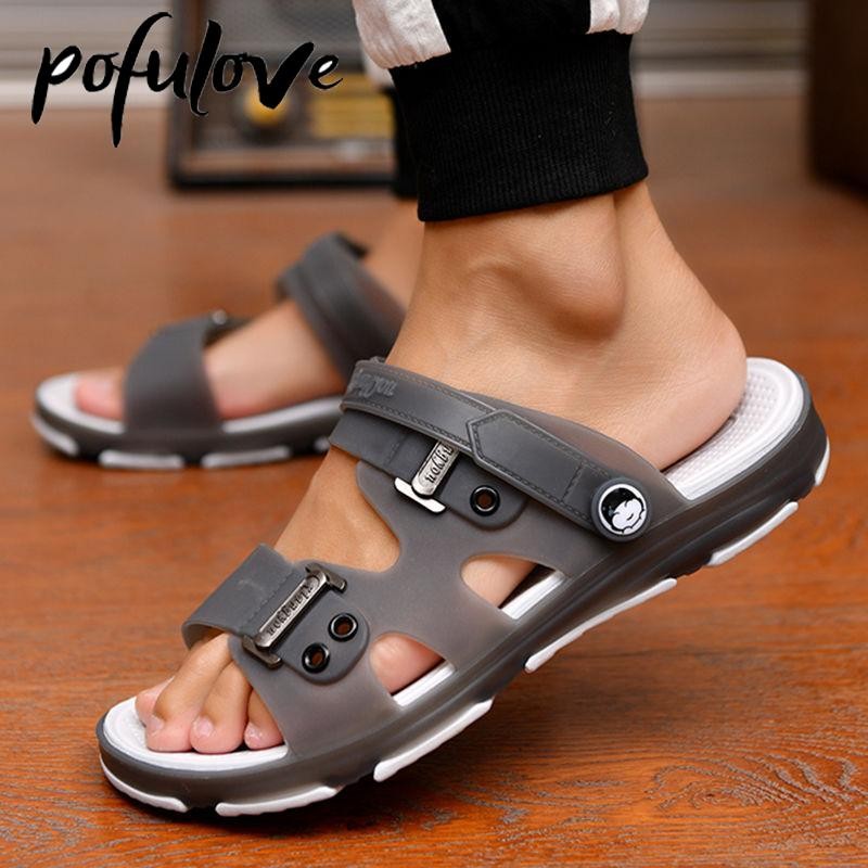 Pofulove Sandals For Men Designer Shoes Summer Beach Sandals Slippers Fashion Non-slip Durable Casual Shoes Gladiator Zapatos Eva