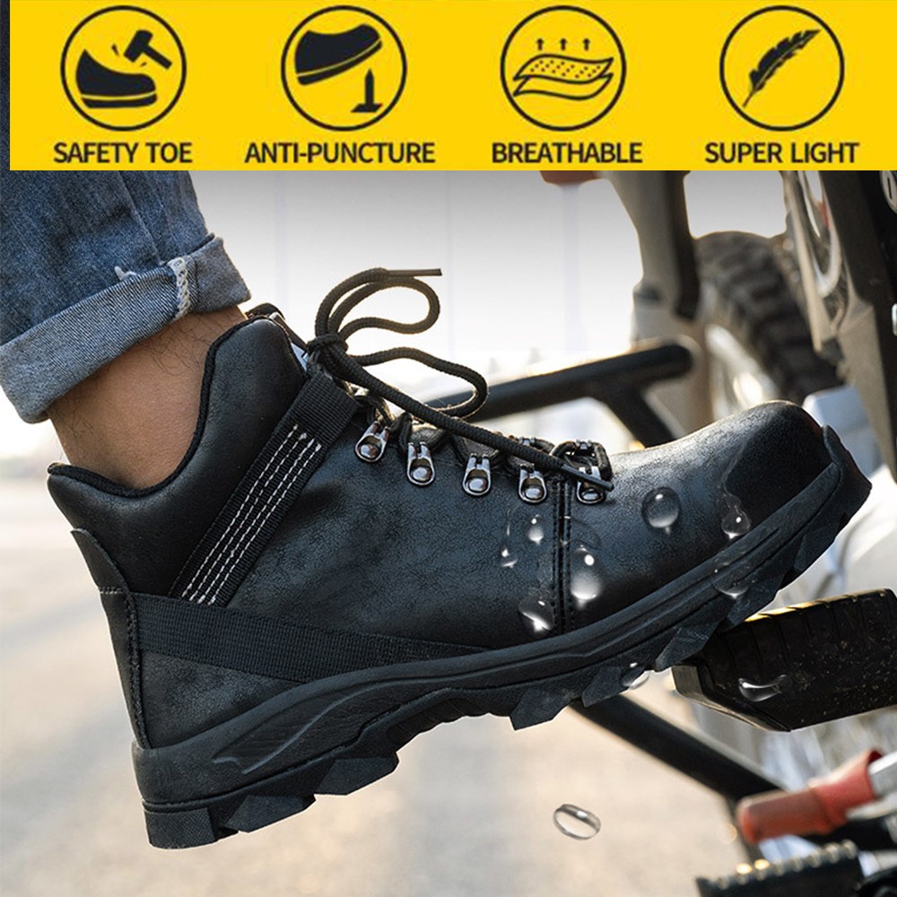 Anti-smashing safety shoes men wear high-top shoes slip waterproof oil safety work protective shoes mens winter boots for work