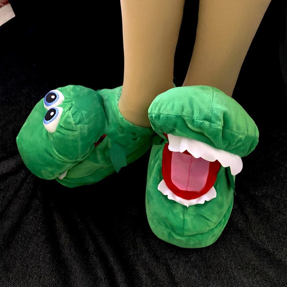 Winter Warm Indoor Slippers Shoes Funny Winter House Slippers Open Mouth Crocodile Unisex Shoes Animal Shaped Carpet Slippers