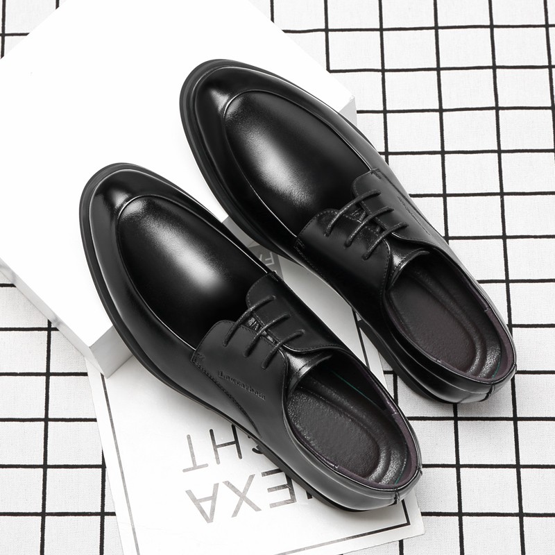 Men Leather Shoes Elevator Shoes Height Increasing Shoes Height Increasing Shoes Insole Height Increase 6/8cm Black Height