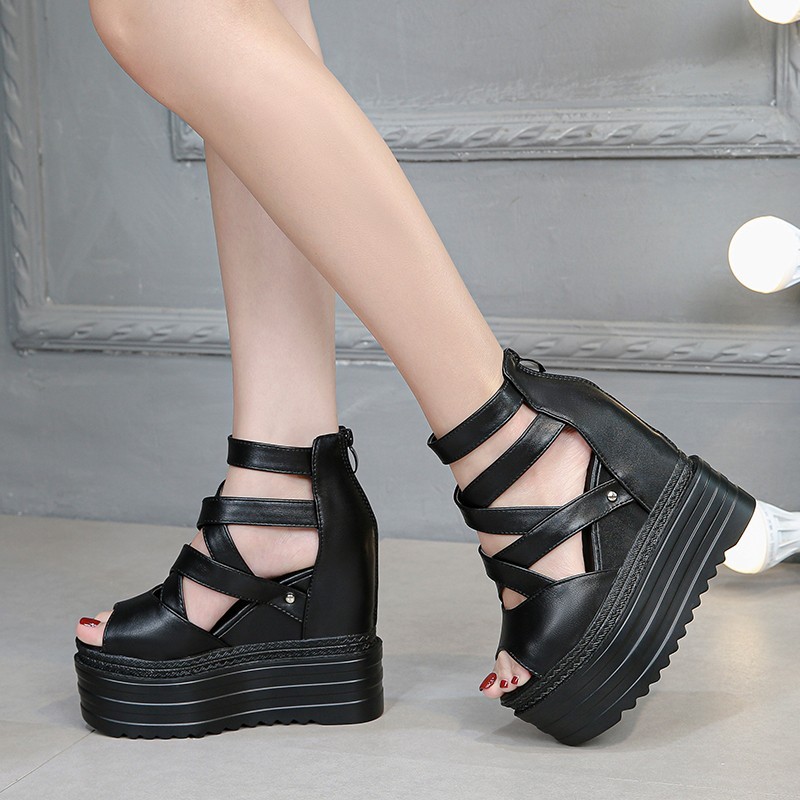 Fashion Black Women Party Ankle Strap Women Shoes High Heels Shoes Women Summer Pointed Toe Roman Sandal G0003