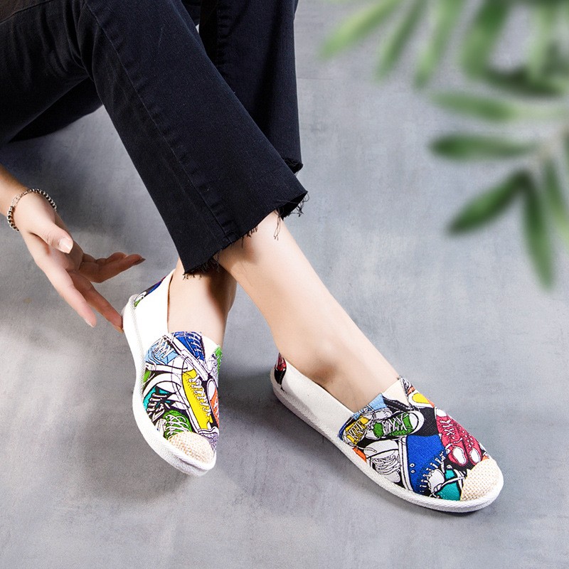 Single Flat Bottom Lazy Fisherman Canvas Shoes 2022 New Style Casual Korean White Canvas Women's Shoes